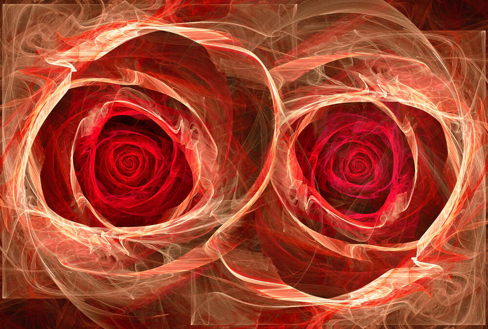 картина-постер Две красные дымчатые розы