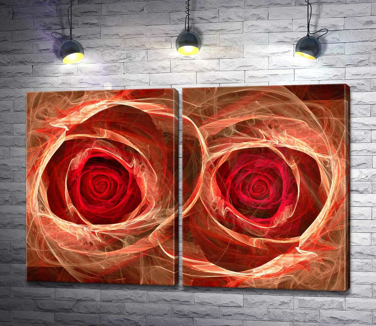 модульна картина Дві червоні димчасті троянди