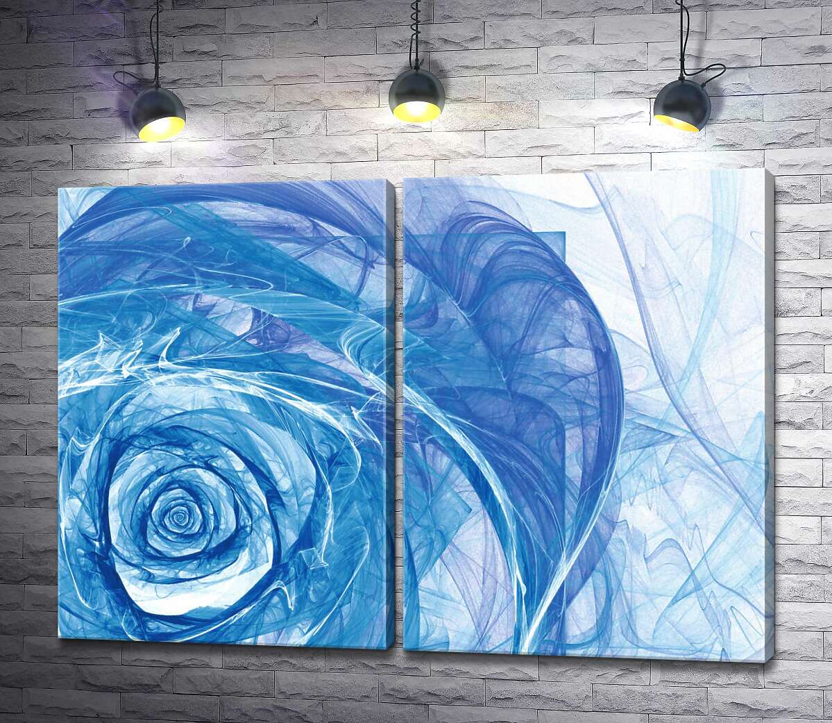 модульная картина Синий дым вокруг силуэта розы
