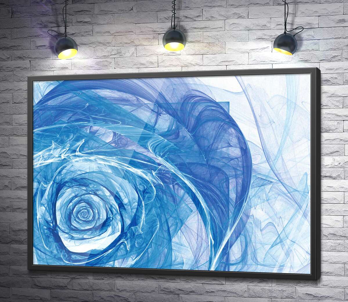 постер Синий дым вокруг силуэта розы