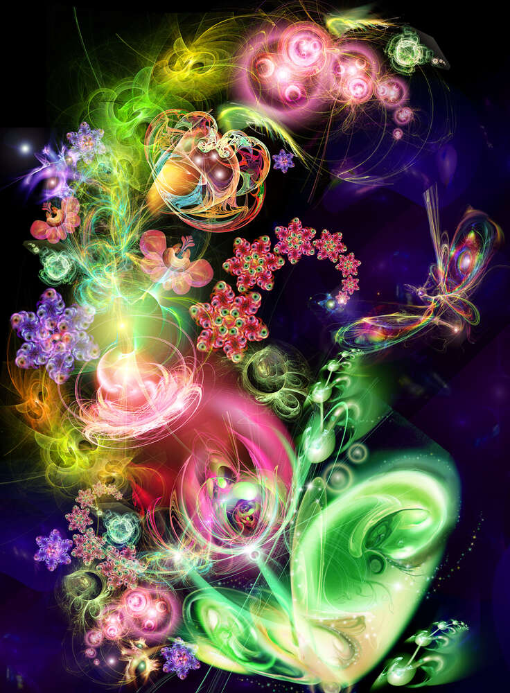 картина-постер Дымчатый букет волшебных цветов