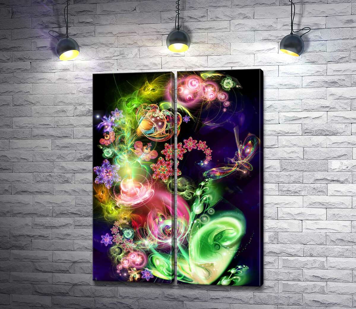 модульная картина Дымчатый букет волшебных цветов