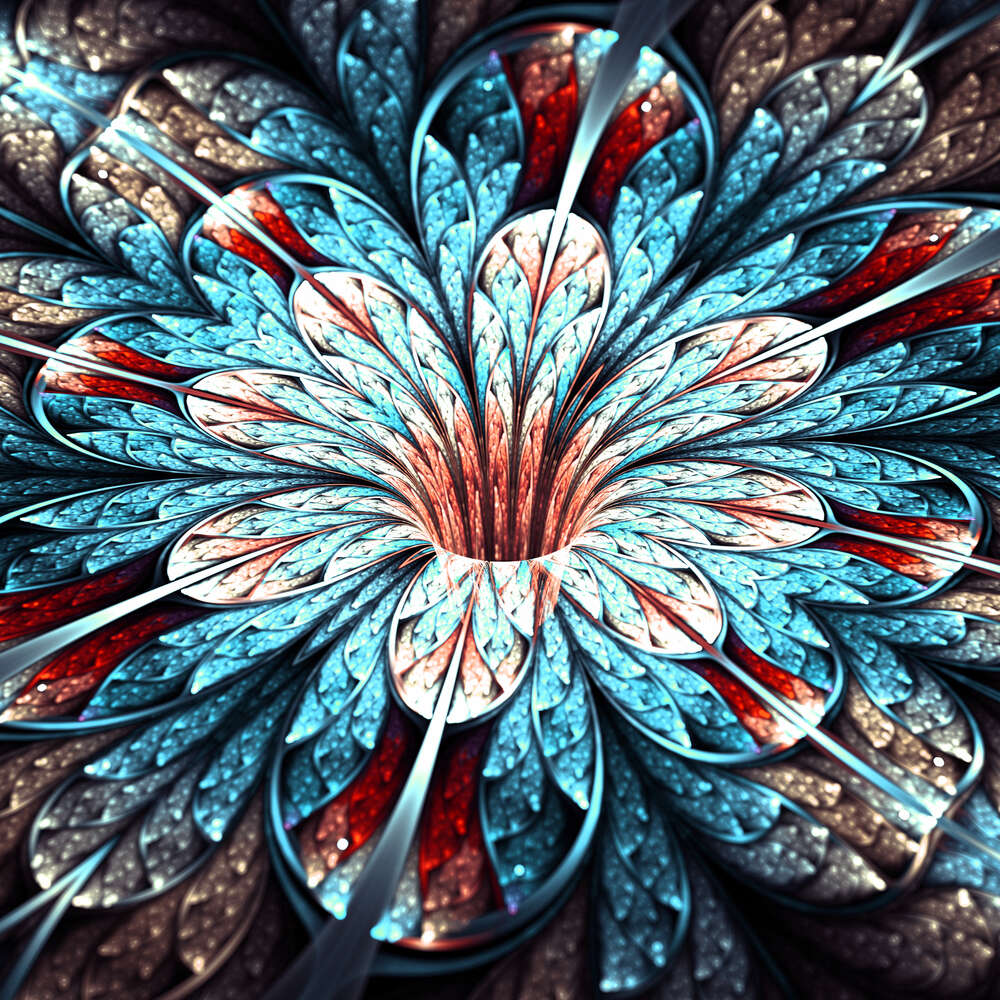 картина-постер Дорогоцінна квітка у блакитно-червоних відтінках