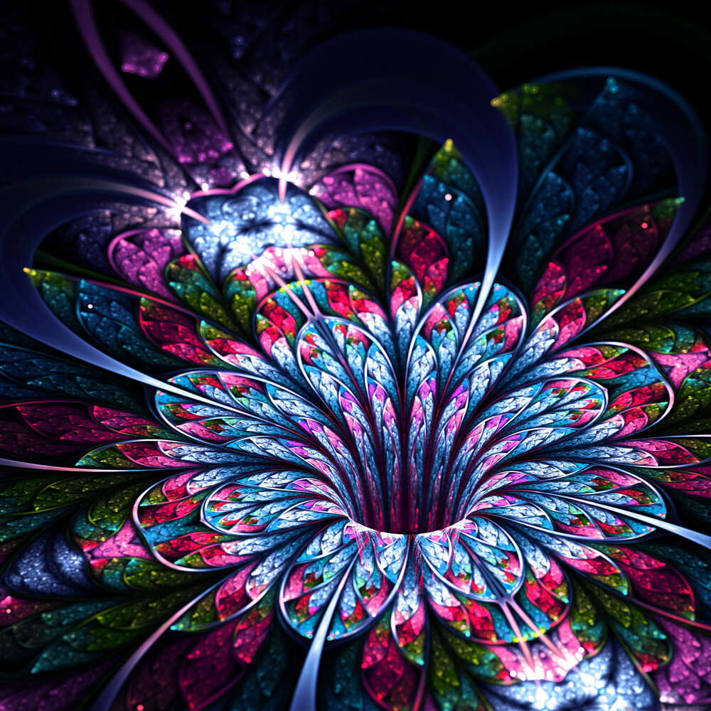 картина-постер Промінь світла падає на блискучу пелюстку квітки