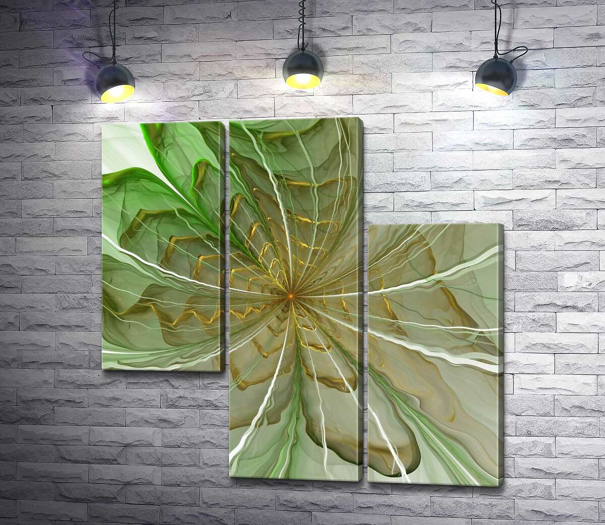 модульная картина Желто-зеленые оттенки смешались на лепестках цветка (Модуль №13)