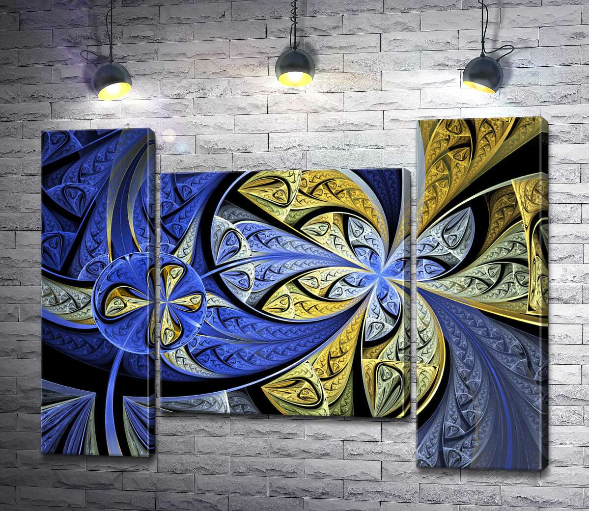 модульна картина Блакитний та жовтий поєднуються у благородний візерунок (Модуль №11)