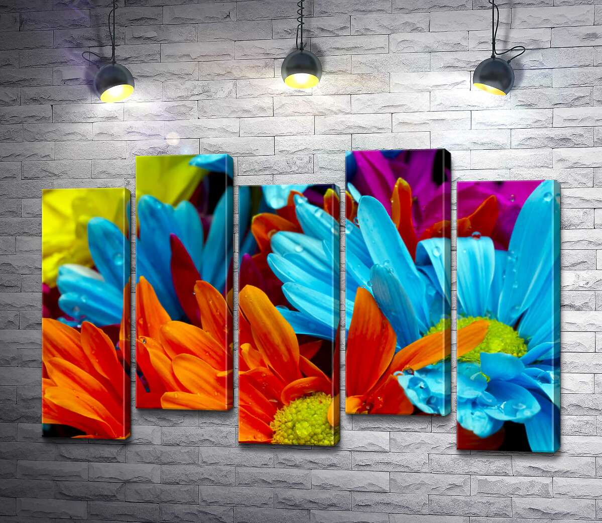 модульная картина Яркий букет цветных хризантем (Модуль №30)