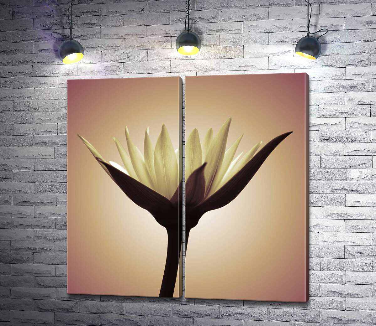 модульная картина Нежно-пастельный силуэт цветка лотоса