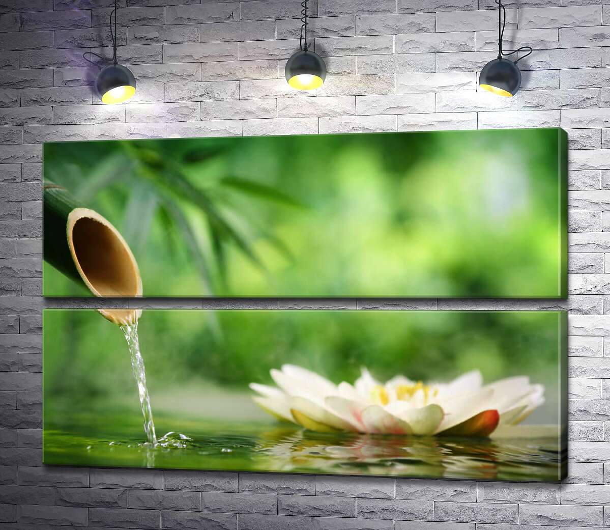 модульна картина Прозора вода тече у маленьке озеро з лотосом (Модуль №7)