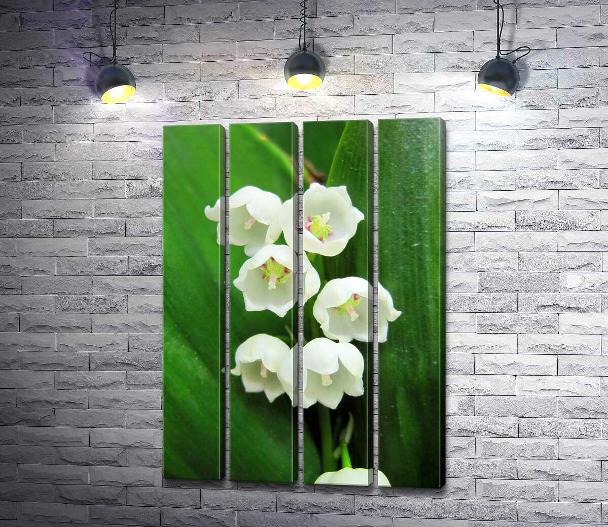 модульна картина Кругленькі голівки білих квітів конвалії (Модуль №24)