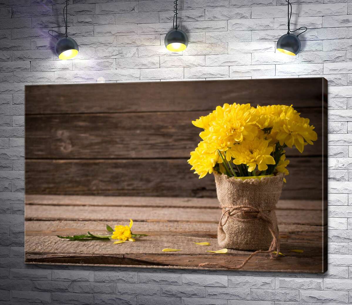 картина Чепурний мішечок жовтих хризантем