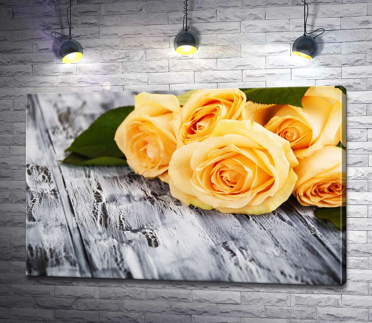 картина Яскравий букет жовтих троянд