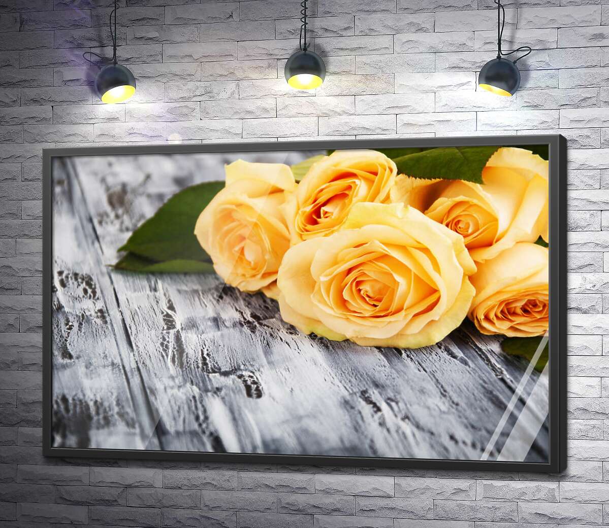 постер Яскравий букет жовтих троянд