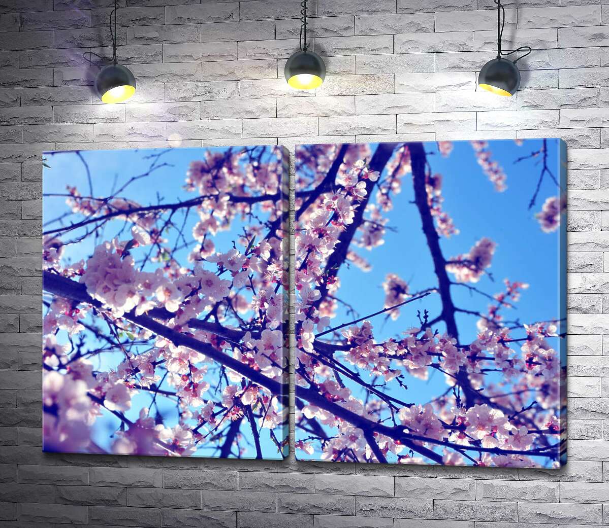 модульная картина Пышное розовое цветение весеннего дерева