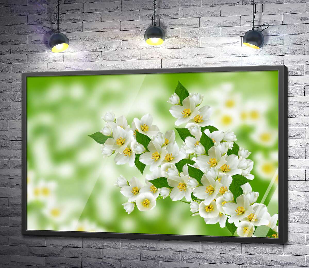 постер Ветка ароматного цветения белого жасмина