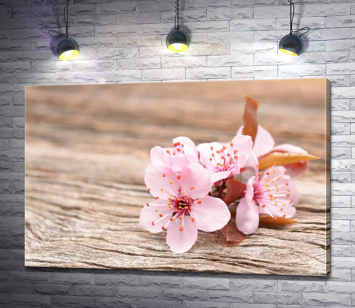 картина Ніжні рожеві квіти з весняного дерева