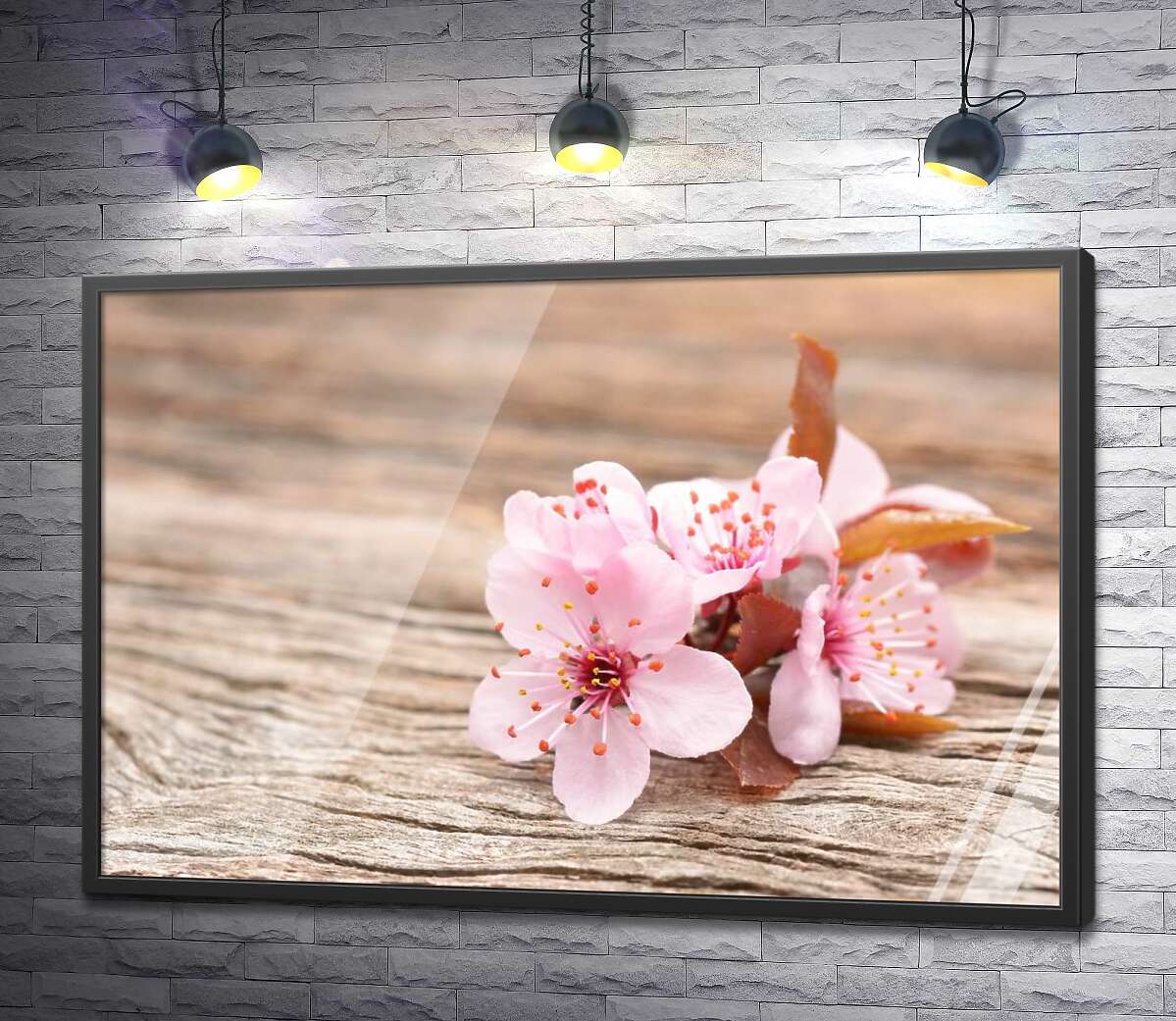 постер Ніжні рожеві квіти з весняного дерева