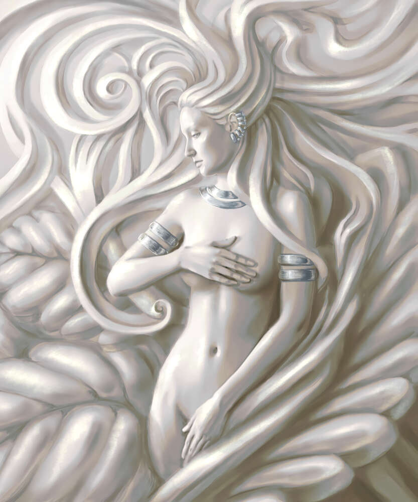 картина-постер Соблазнительное тело длинноволосой девушки