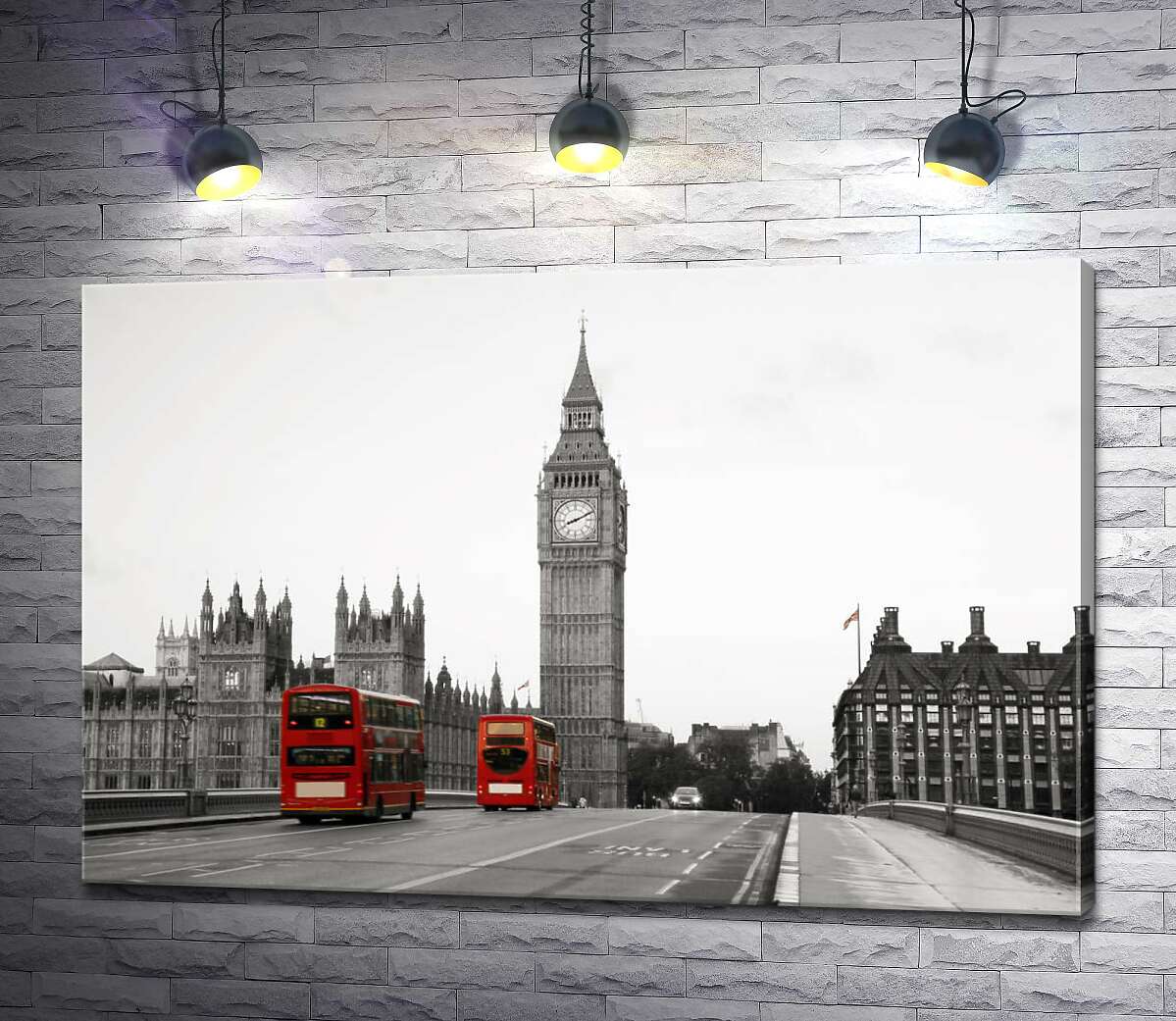 картина Двоповерхові автобуси - яскраві краплі в буденності Лондона