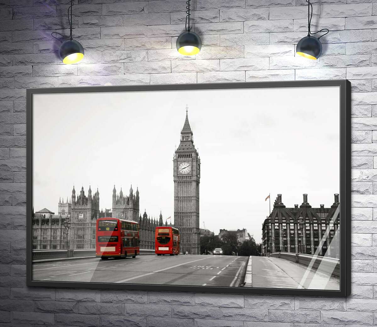 постер Двоповерхові автобуси - яскраві краплі в буденності Лондона