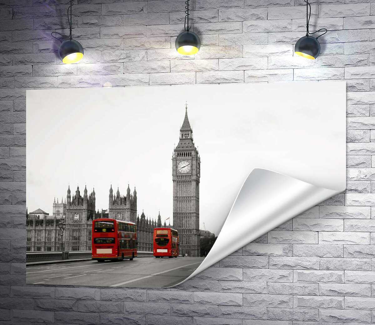 друк Двоповерхові автобуси - яскраві краплі в буденності Лондона
