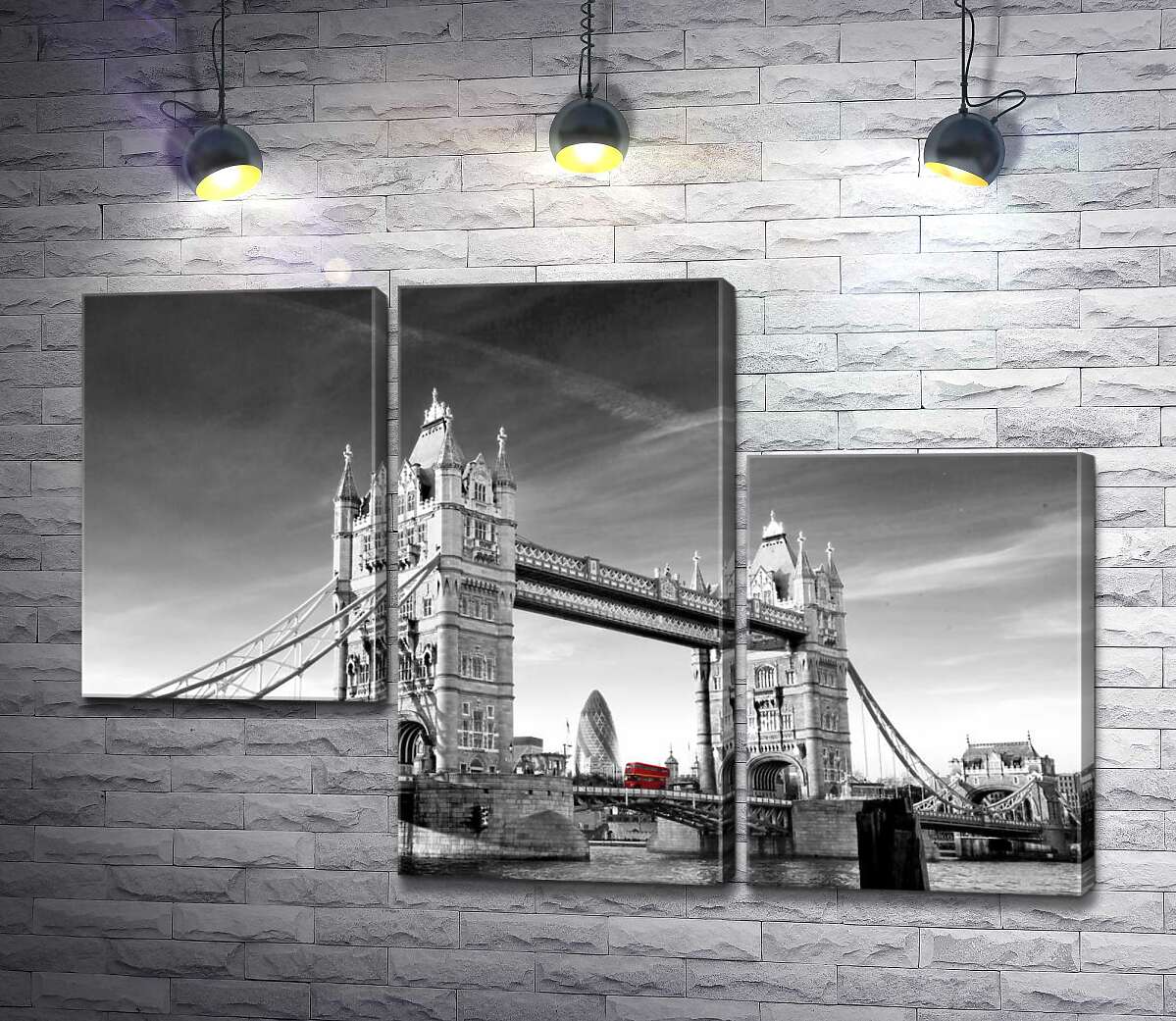 модульная картина Красный автобус следует по Тауэрскому мосту (Tower Bridge) (Модуль №13)