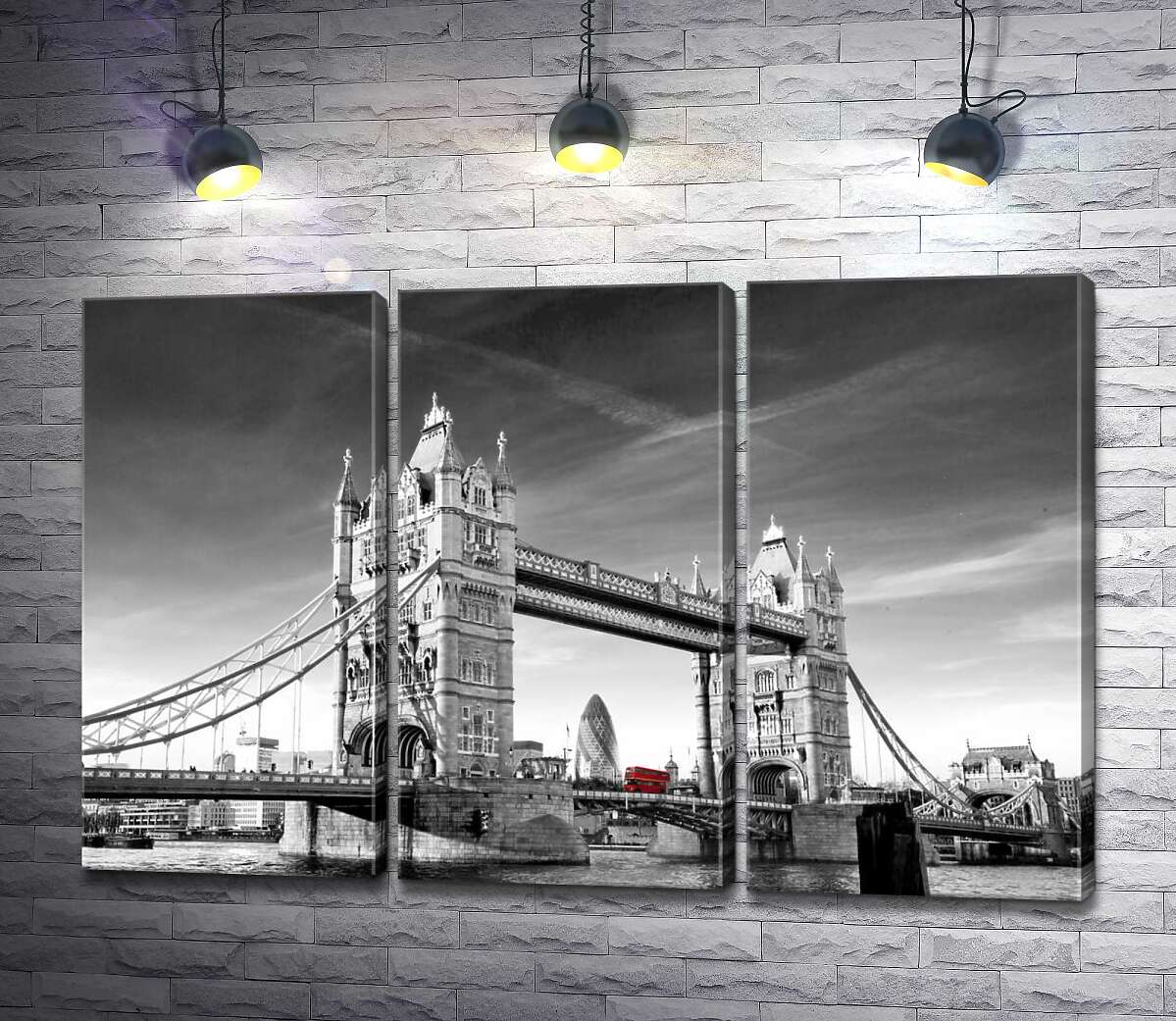 модульная картина Красный автобус следует по Тауэрскому мосту (Tower Bridge)