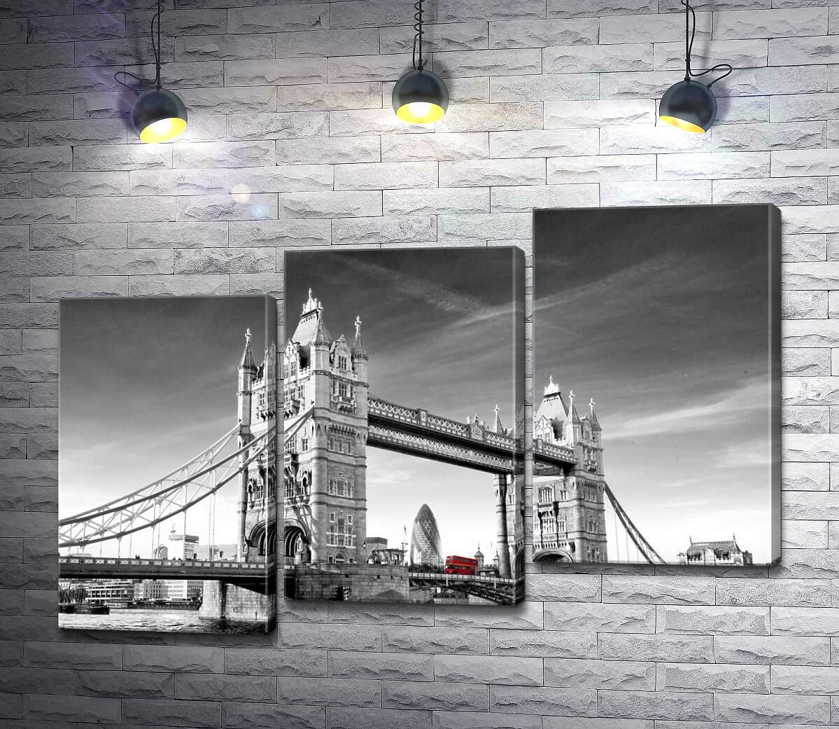 модульна картина Червоний автобус прямує по Тауерському мосту (Tower Bridge) (Модуль №14)