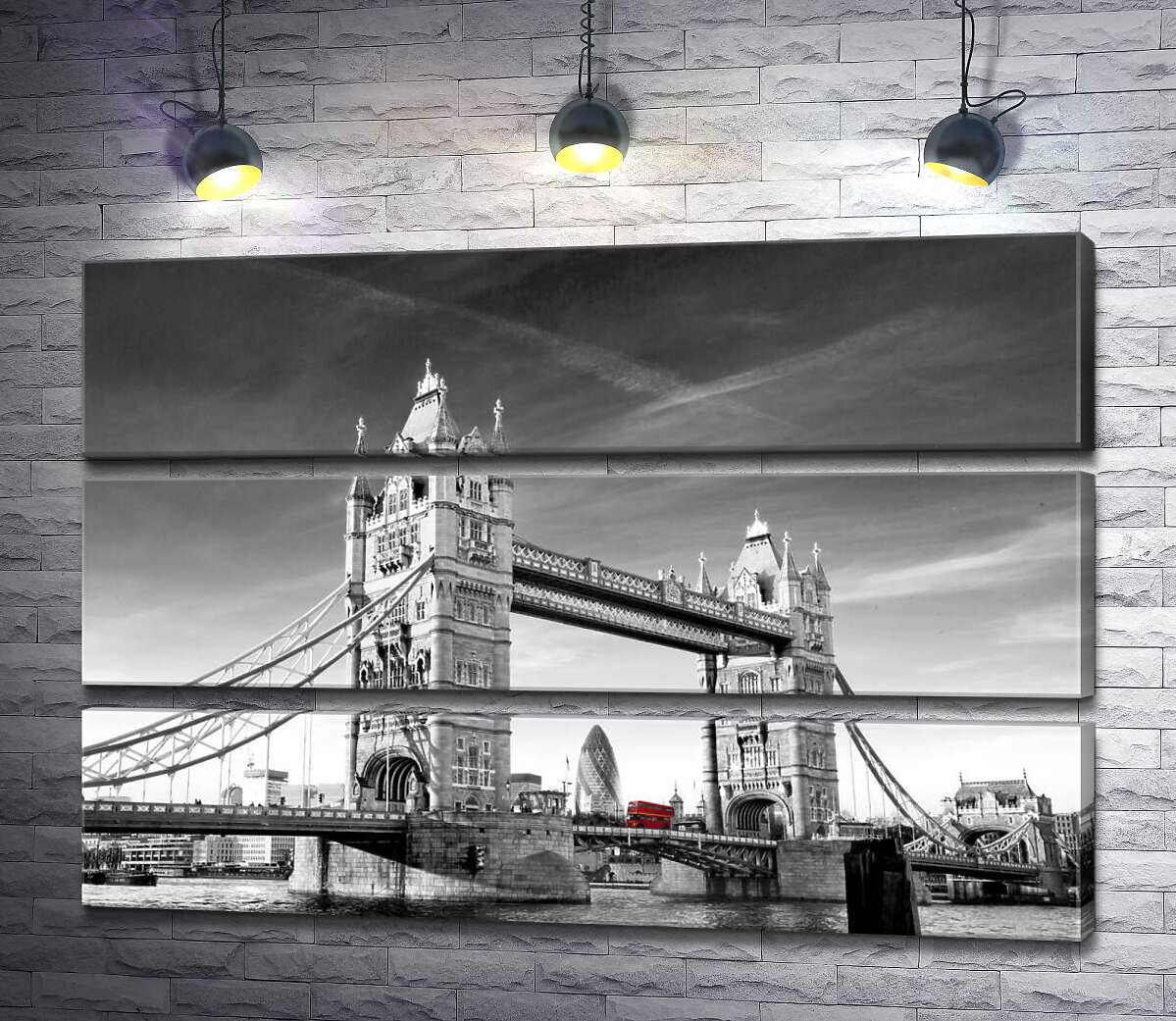 модульная картина Красный автобус следует по Тауэрскому мосту (Tower Bridge) (Модуль №15)