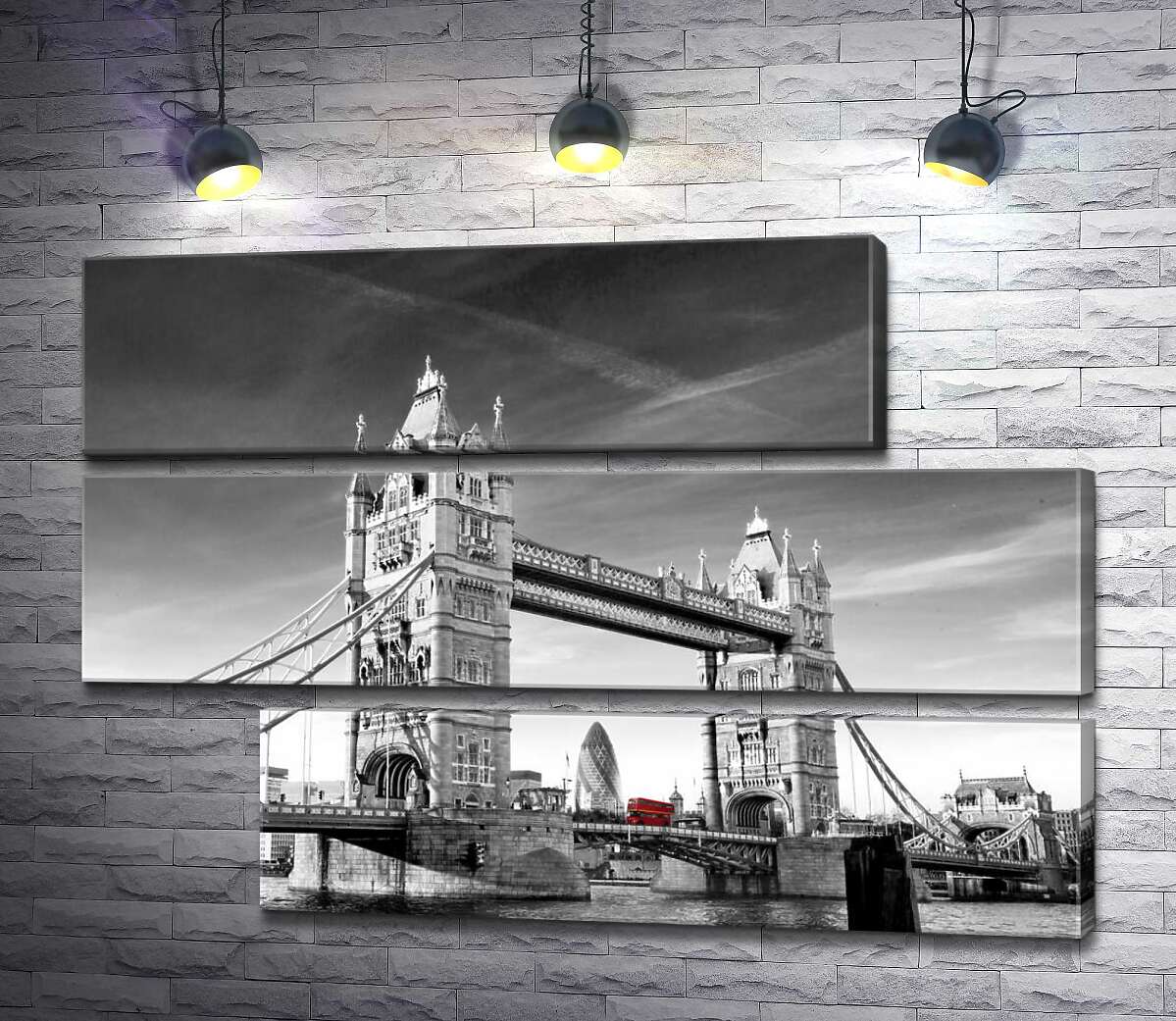 модульна картина Червоний автобус прямує по Тауерському мосту (Tower Bridge) (Модуль №16)