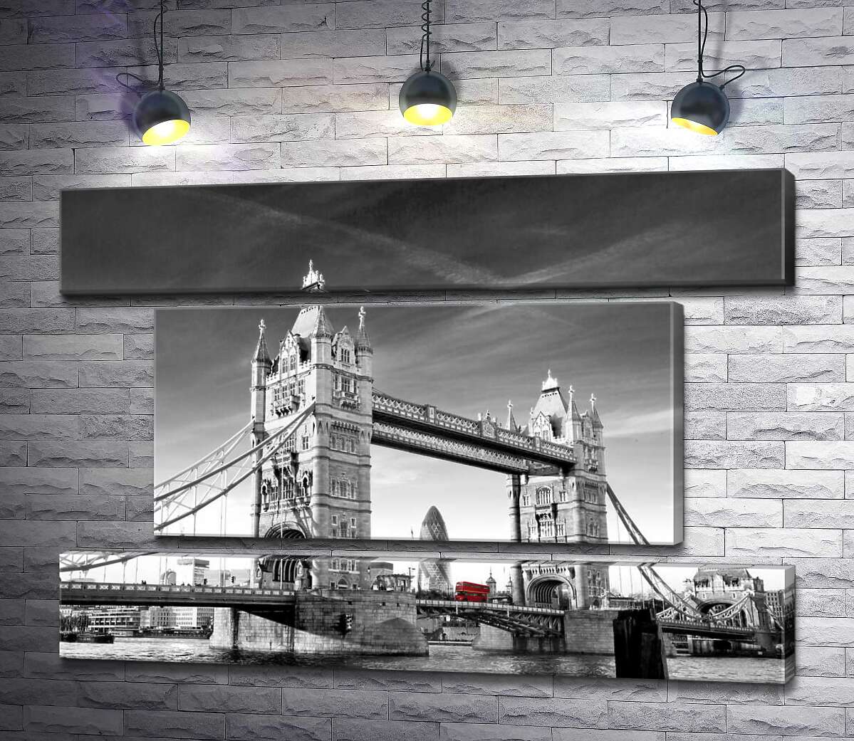модульная картина Красный автобус следует по Тауэрскому мосту (Tower Bridge) (Модуль №18)