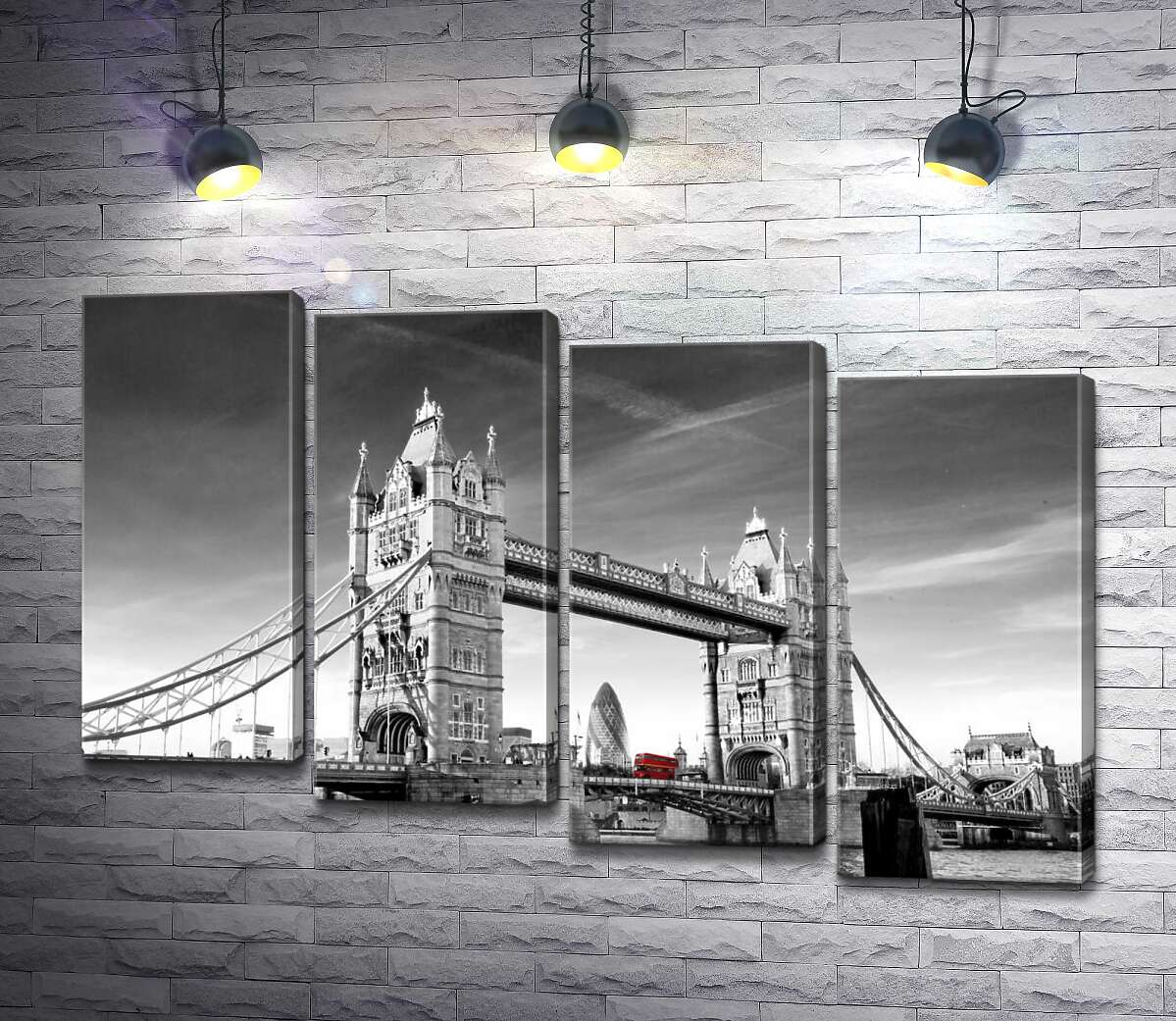 модульна картина Червоний автобус прямує по Тауерському мосту (Tower Bridge) (Модуль №19)