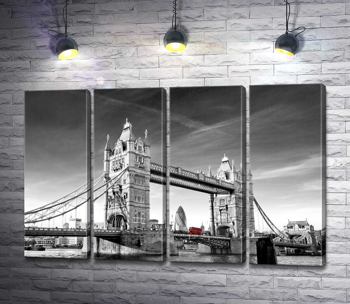 модульна картина Червоний автобус прямує по Тауерському мосту (Tower Bridge) (Модуль №24)