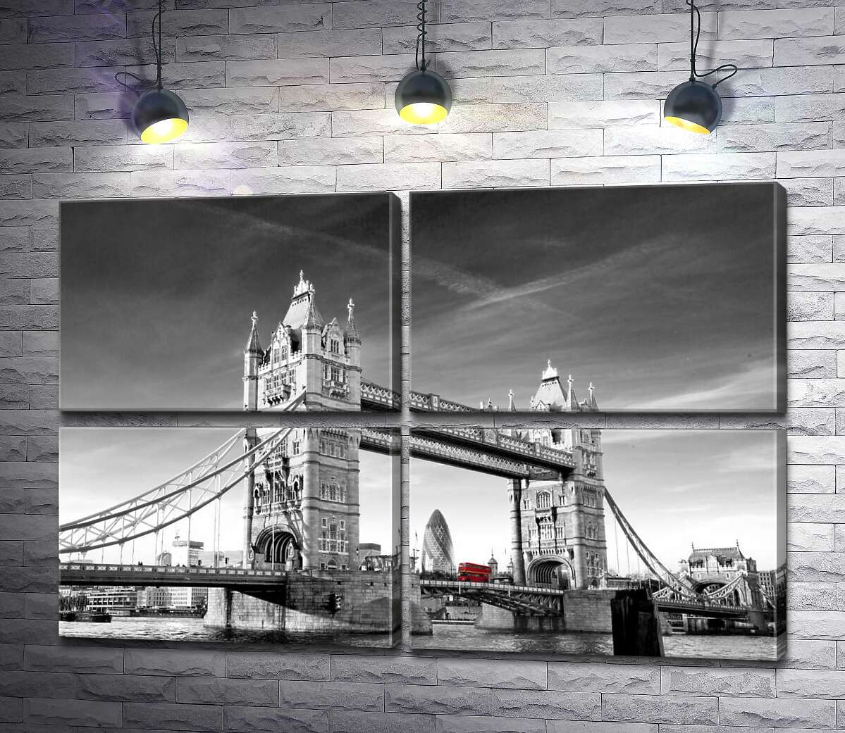 модульна картина Червоний автобус прямує по Тауерському мосту (Tower Bridge) (Модуль №25)