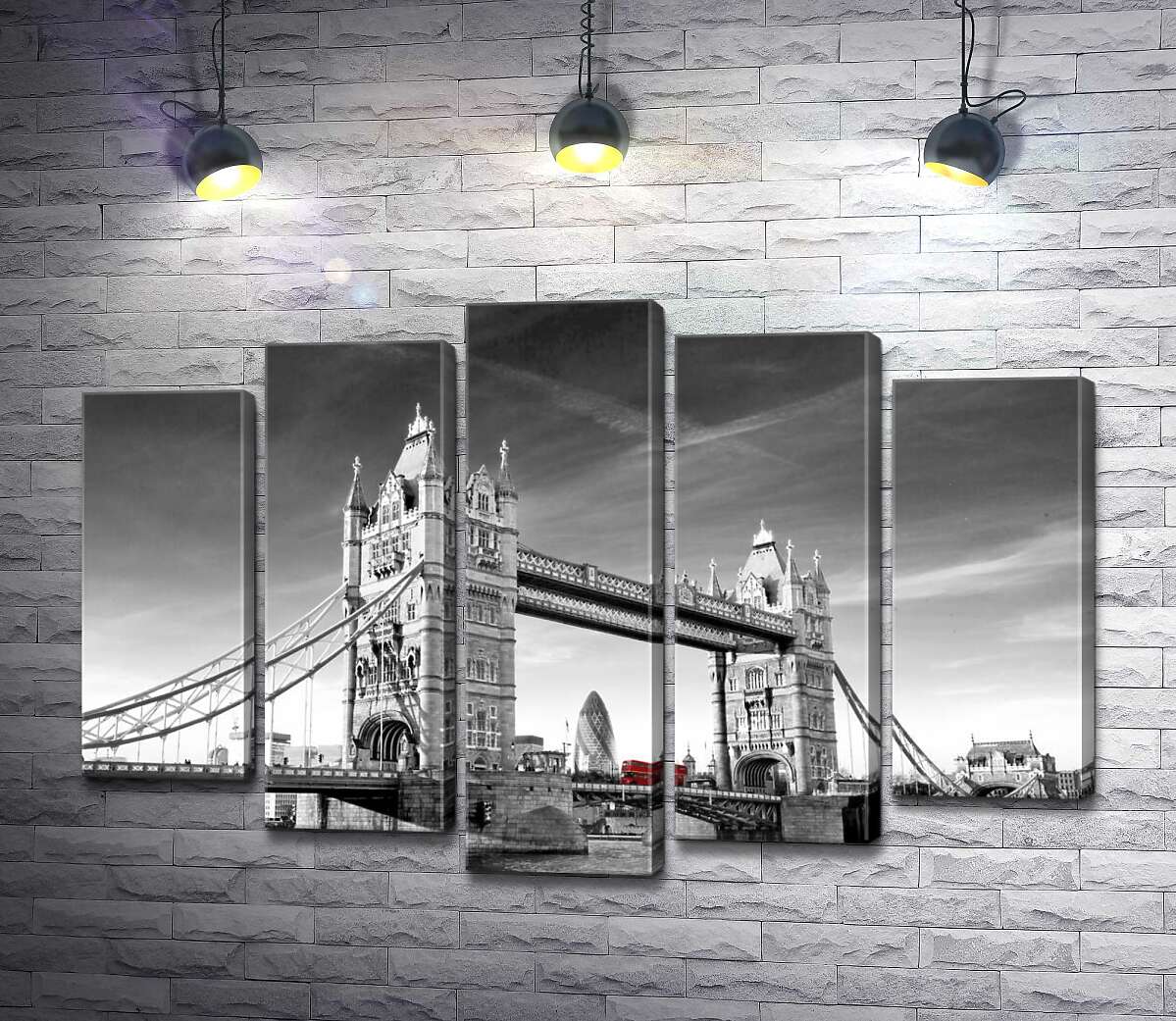модульна картина Червоний автобус прямує по Тауерському мосту (Tower Bridge) (Модуль №4)