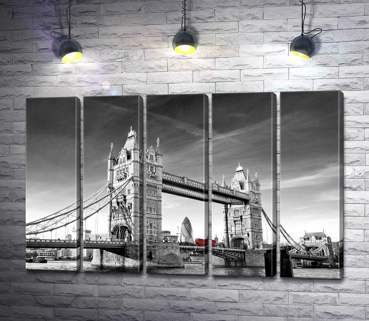 модульная картина Красный автобус следует по Тауэрскому мосту (Tower Bridge) (Модуль №26)