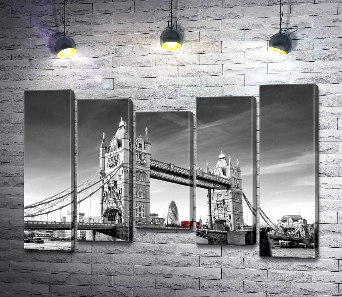 модульная картина Красный автобус следует по Тауэрскому мосту (Tower Bridge) (Модуль №27)