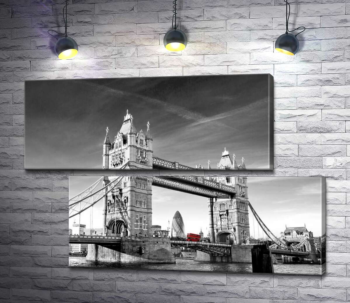 модульная картина Красный автобус следует по Тауэрскому мосту (Tower Bridge) (Модуль №8)