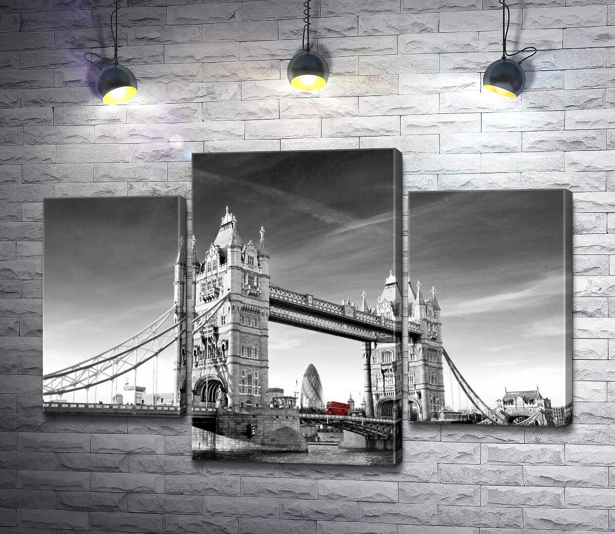 модульная картина Красный автобус следует по Тауэрскому мосту (Tower Bridge) (Модуль №10)