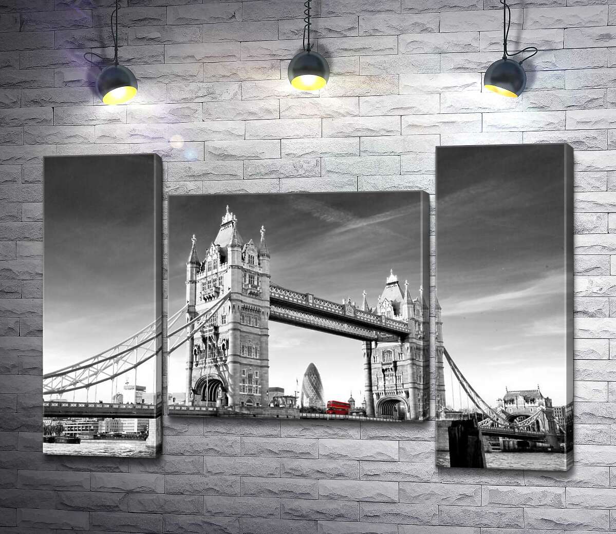 модульная картина Красный автобус следует по Тауэрскому мосту (Tower Bridge) (Модуль №11)