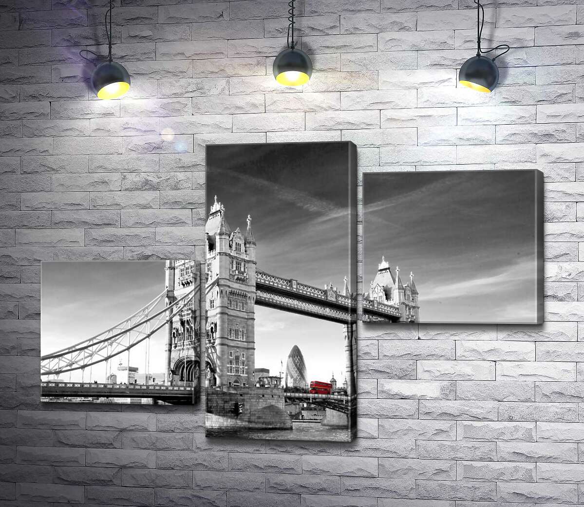модульна картина Червоний автобус прямує по Тауерському мосту (Tower Bridge) (Модуль №12)
