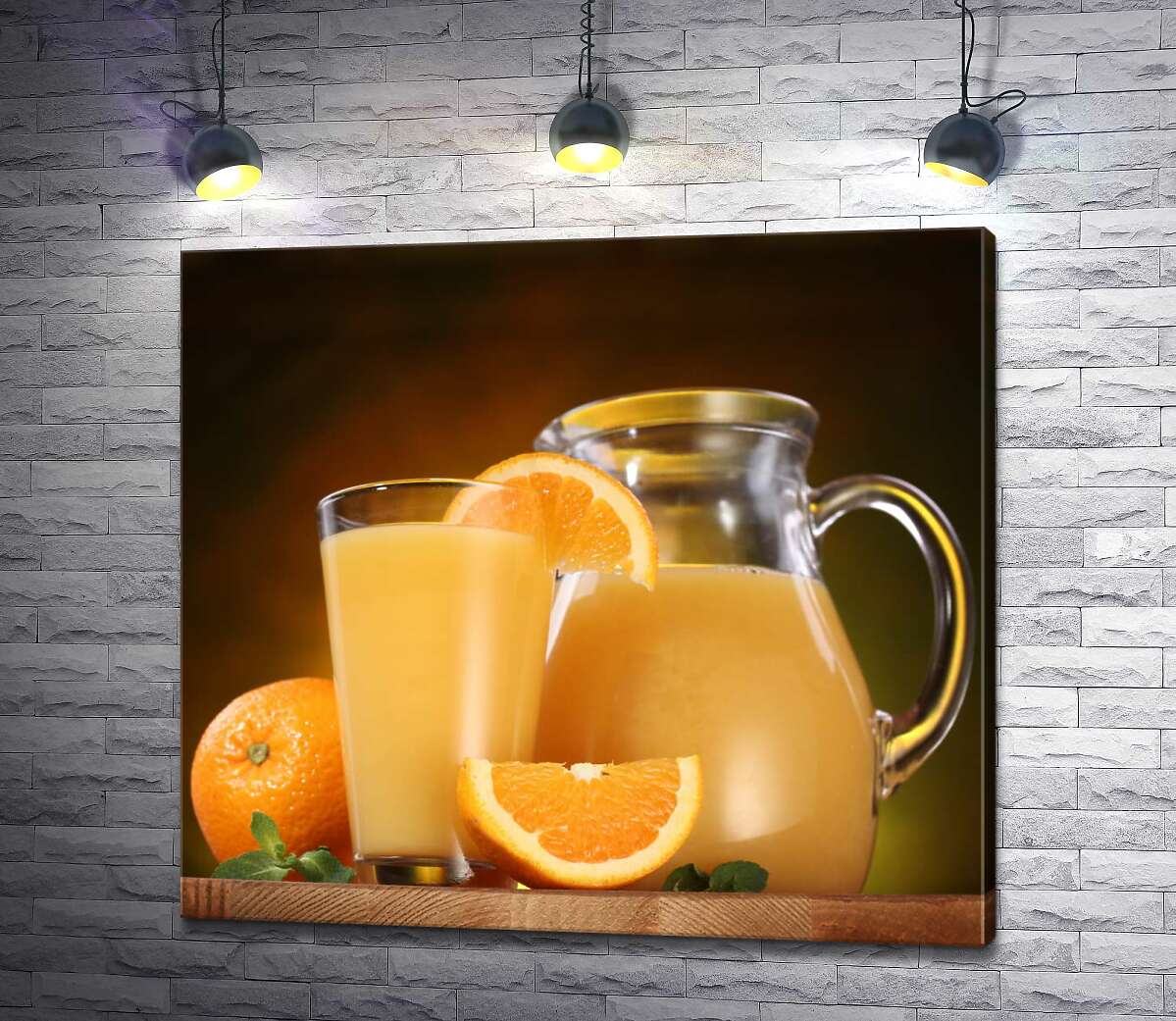 картина Апельсиновый натюрморт из сока и фруктов