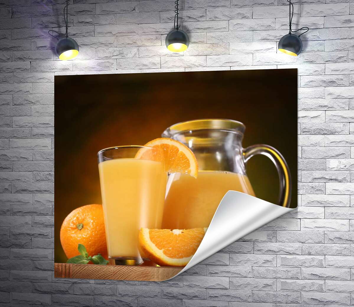 друк Апельсиновий натюрморт з соку та фруктів
