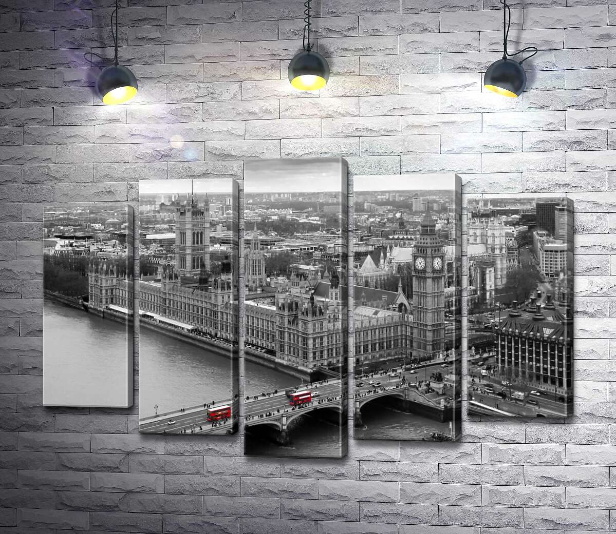 модульна картина Червоні плями автобусів на Вестмінстерському мосту (Westminster Bridge) (Модуль №4)
