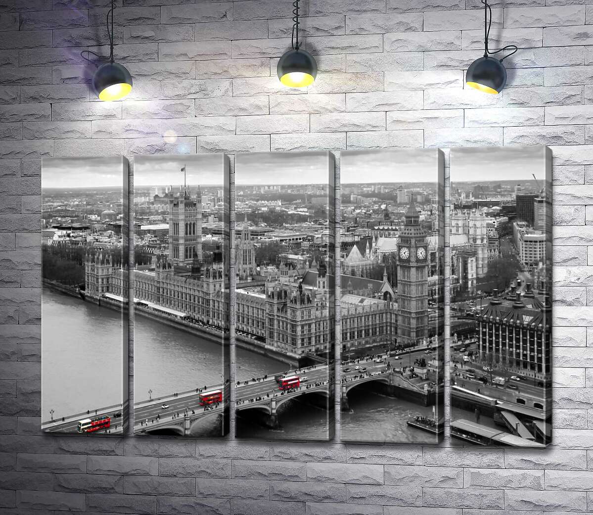 модульна картина Червоні плями автобусів на Вестмінстерському мосту (Westminster Bridge) (Модуль №26)