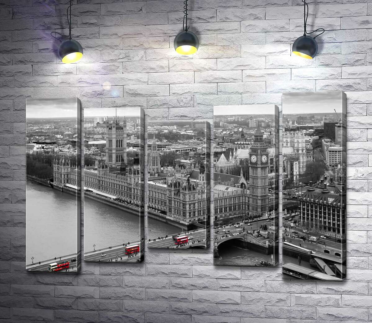 модульна картина Червоні плями автобусів на Вестмінстерському мосту (Westminster Bridge) (Модуль №27)