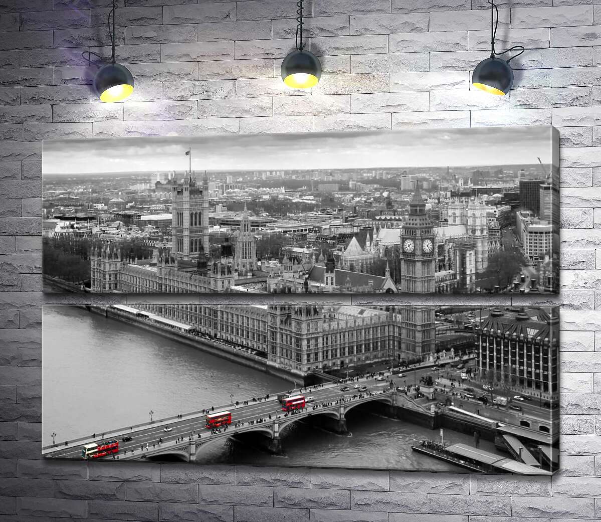 модульна картина Червоні плями автобусів на Вестмінстерському мосту (Westminster Bridge) (Модуль №7)