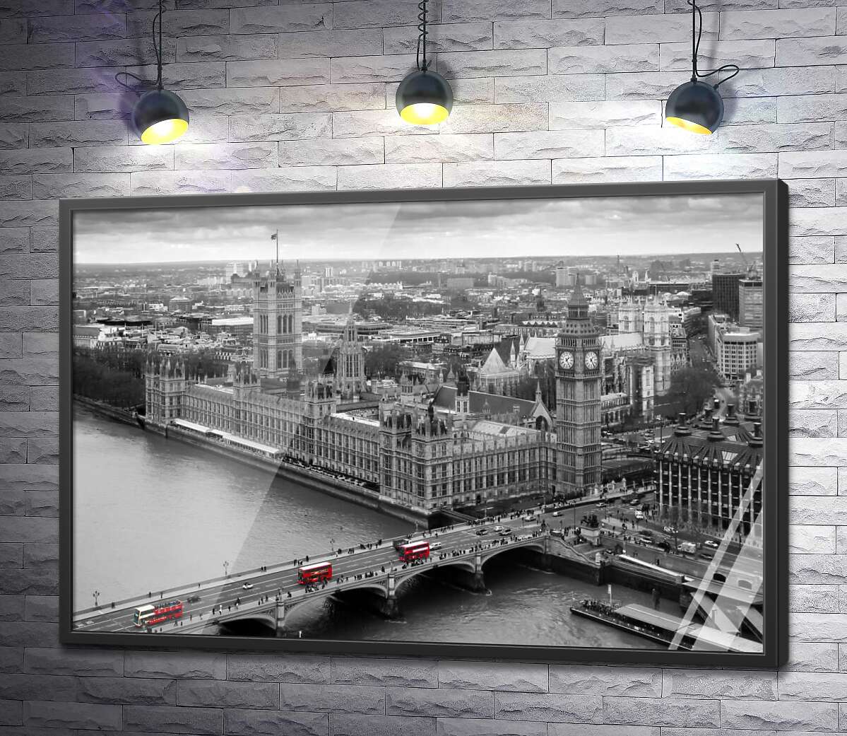 постер Червоні плями автобусів на Вестмінстерському мосту (Westminster Bridge)