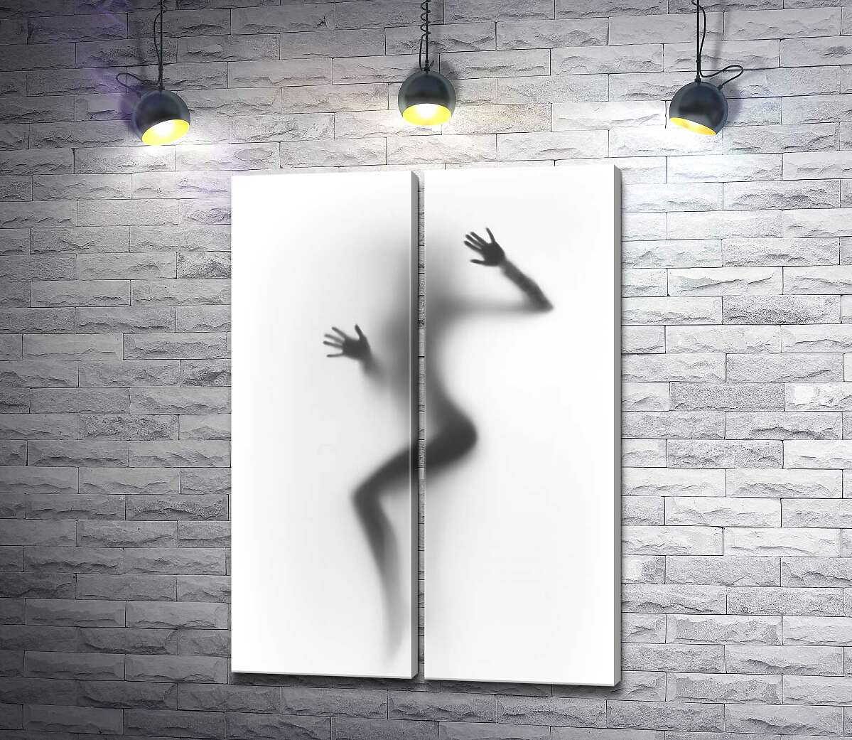 модульная картина Эротические изгибы женского силуэта за стеклом