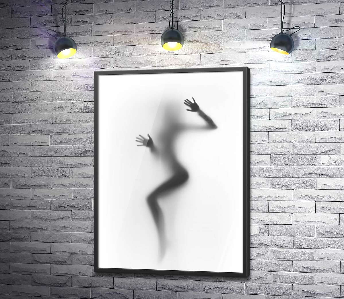 постер Эротические изгибы женского силуэта за стеклом